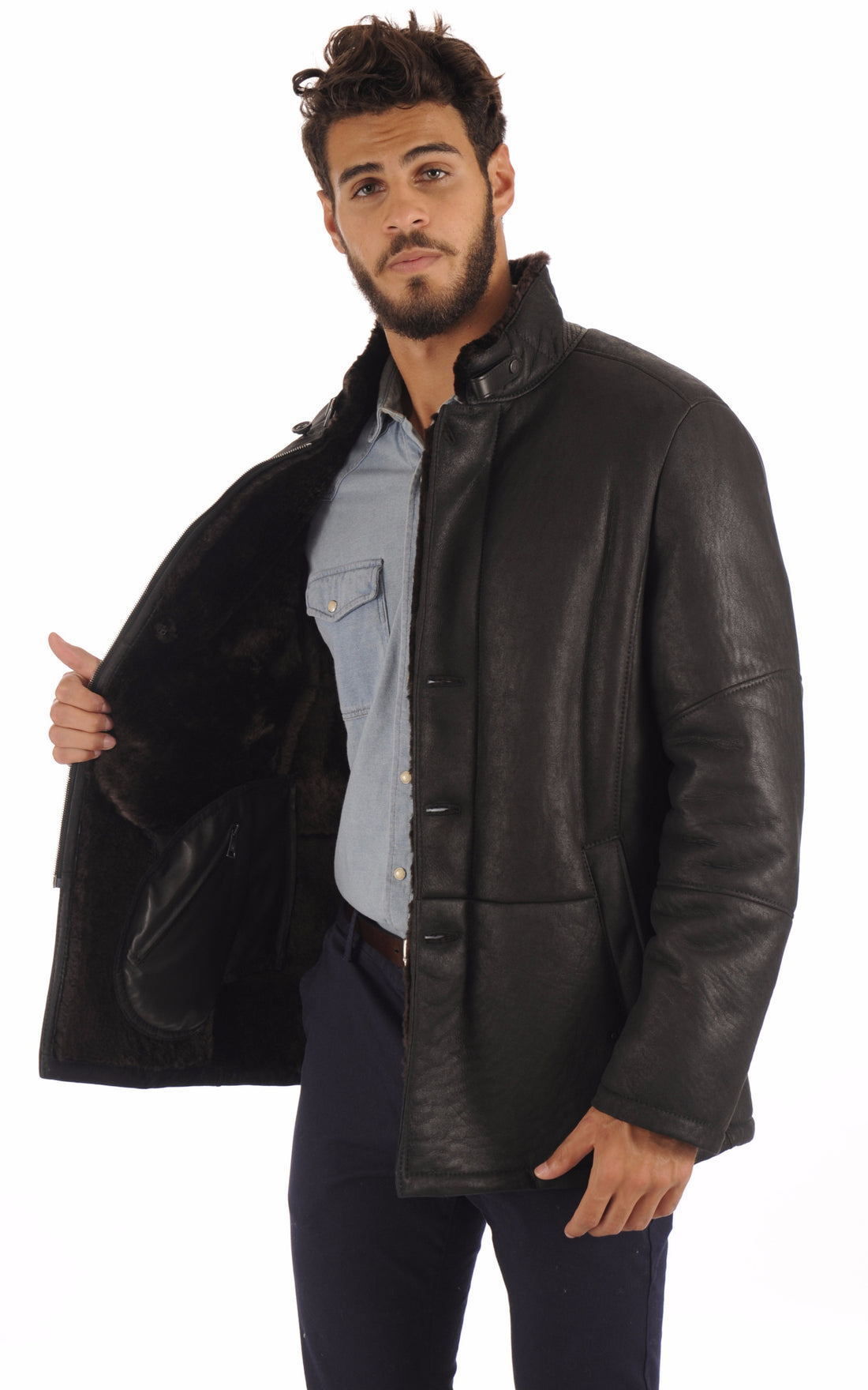 A &quot;ANTHONY&quot; Noir Christ 3/4 Homme opened photo