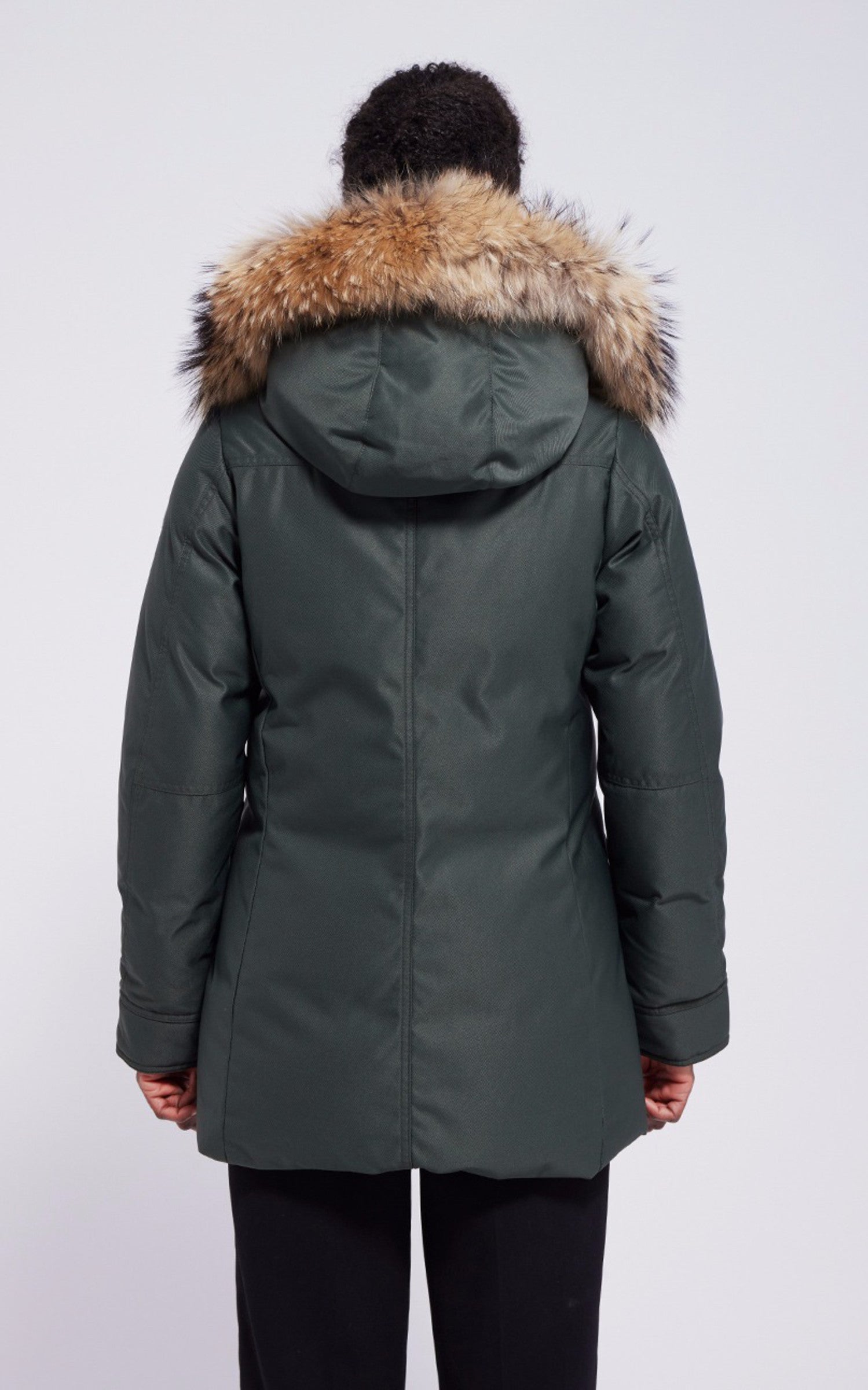 A &quot;BORDEAUX FUR&quot; Deep khaki Pyrenex Ves Doudoune Femme back photo 3