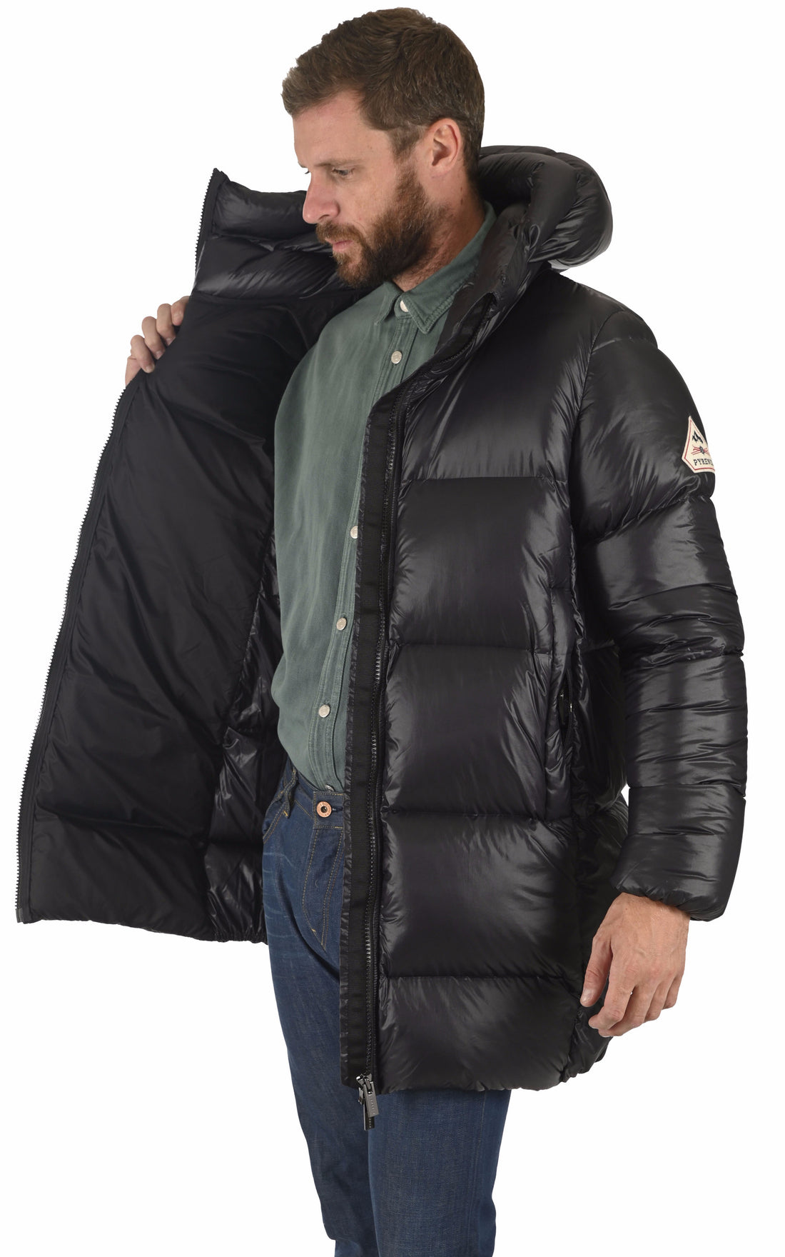 A &quot;ANTON FF&quot; Noir Pyrenex 3/4 Doudoune Homme opened photo