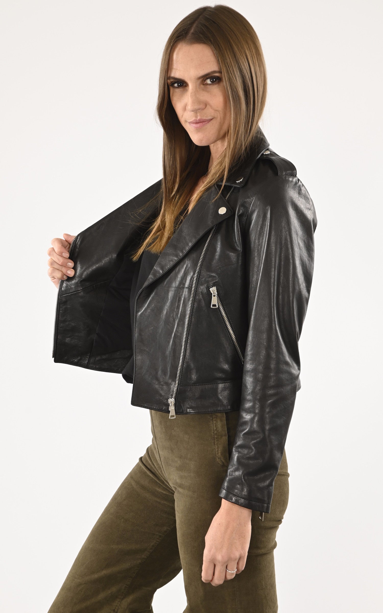 A &quot;DF259 bis no belt&quot; Noir La Canadienne Blouson Femme interior photo