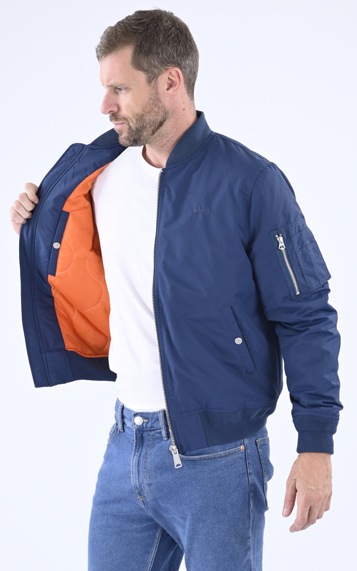 A &quot;AIRKRAFT&quot; Bleu Marine Schott Blouson Homme interior photo