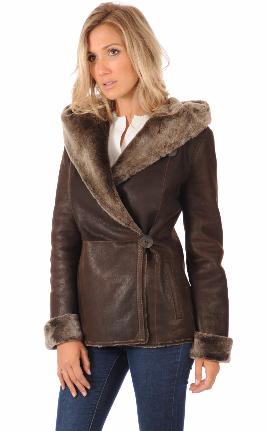 A &quot;CH1T7002 ESP&quot; Marron La Canadienne Veste Femme closed photo