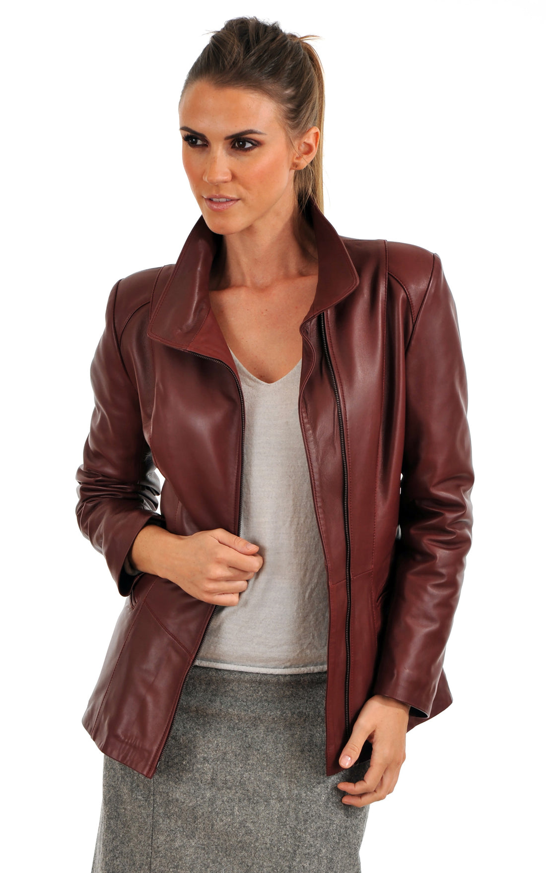 A &quot;MARINA&quot; Rouge La Canadienne Veste Femme opened photo