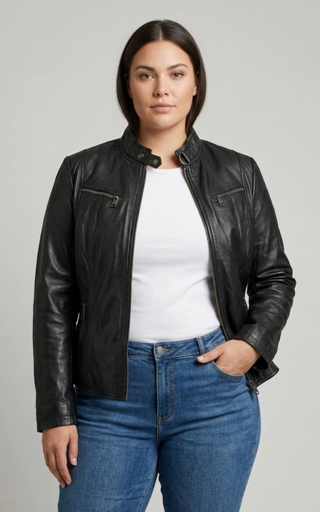 Veste en cuir modèle PP 100 Comfort noire