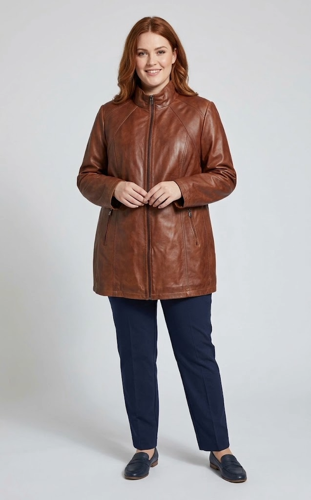 Veste en cuir Pyril XL cognac foncé