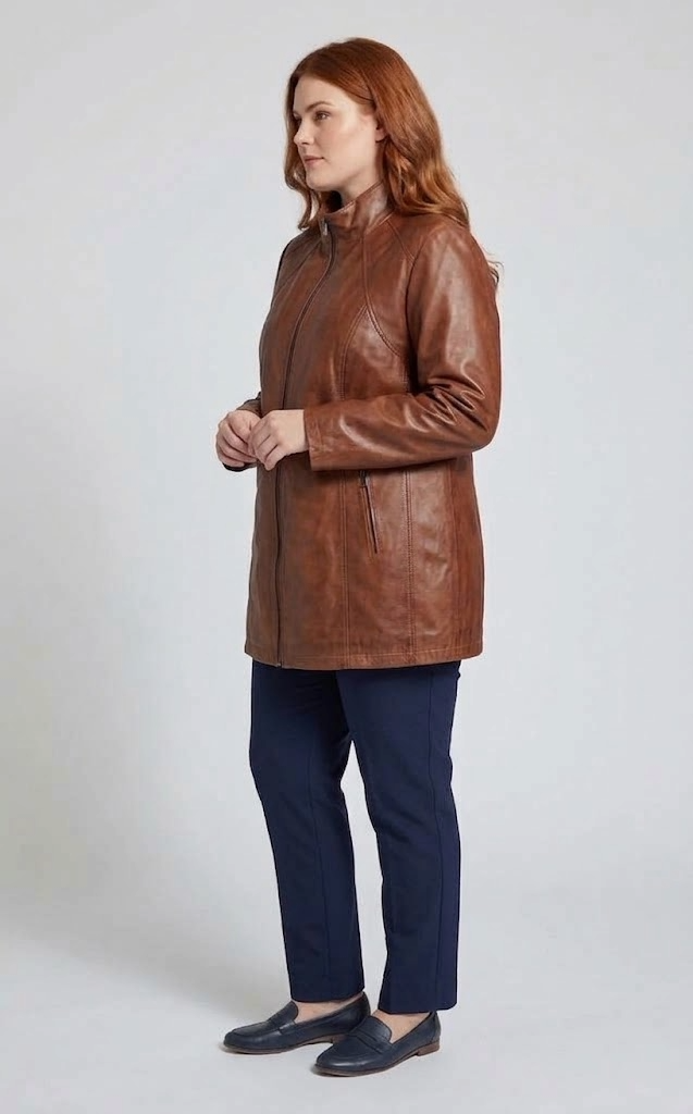 Veste en cuir Pyril XL cognac foncé