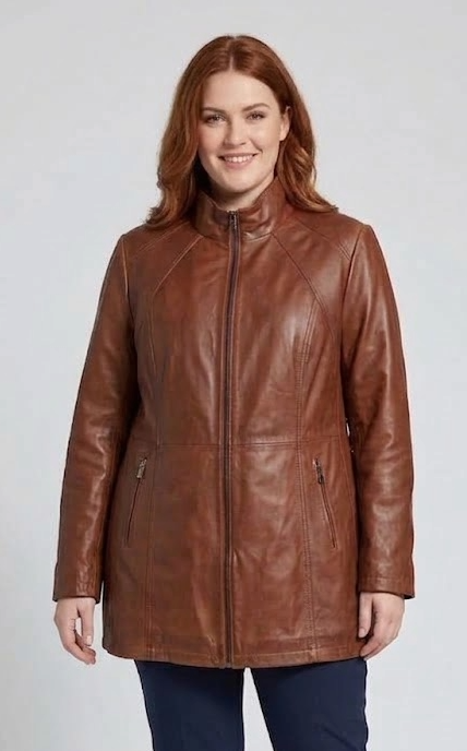 Veste en cuir Pyril XL cognac foncé