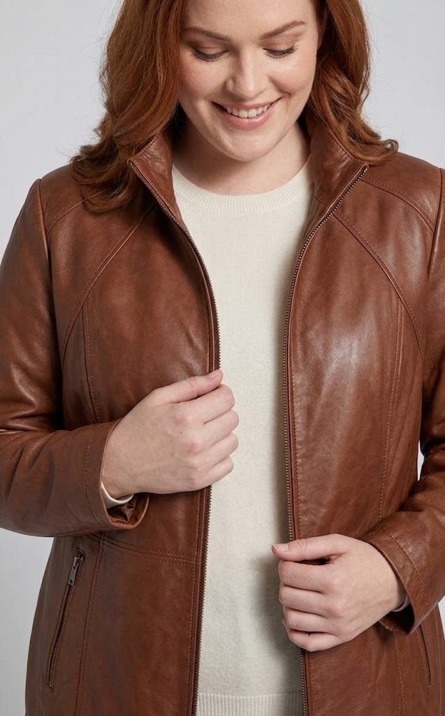 Veste en cuir Pyril XL cognac foncé