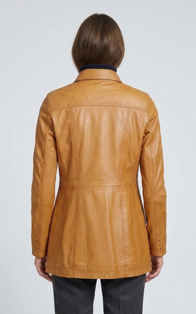 Veste en cuir New Alaine femme cognac