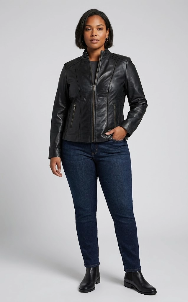 Veste en cuir Haven Comfort noire