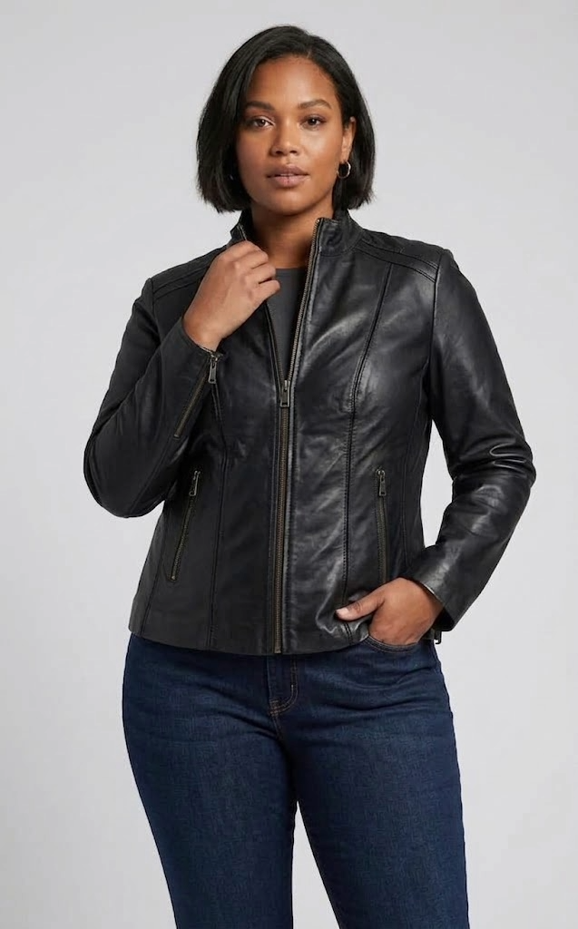 Veste en cuir Haven Comfort noire