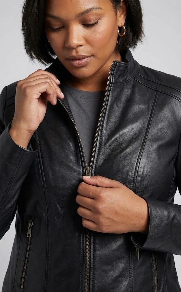Veste en cuir Haven Comfort noire