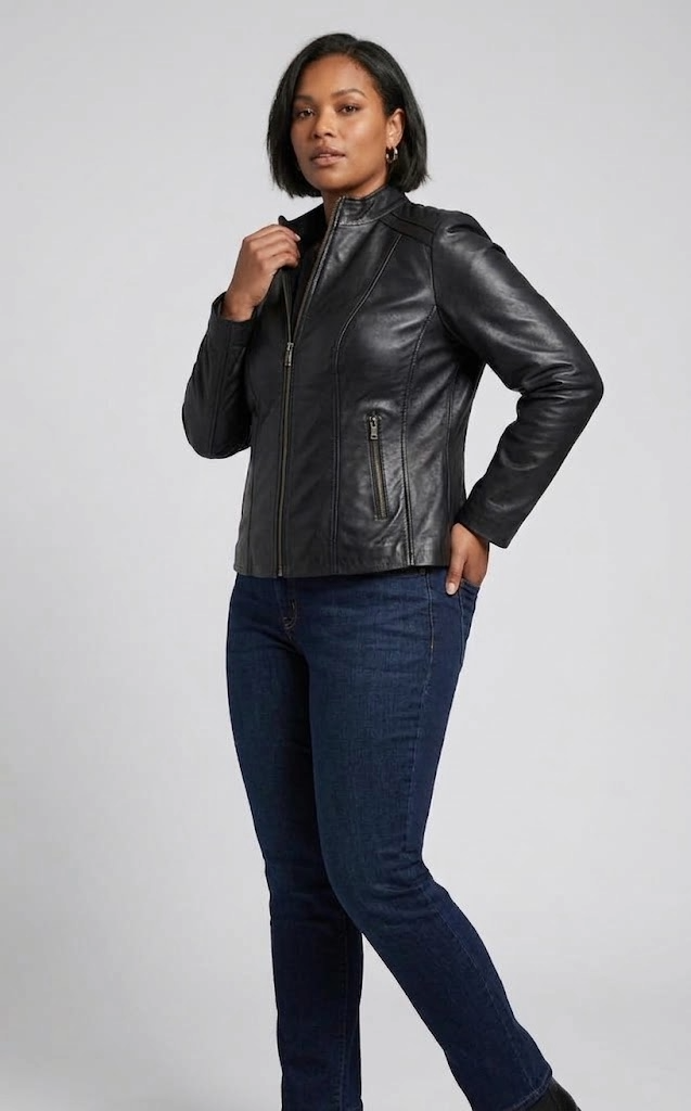 Veste en cuir Haven Comfort noire