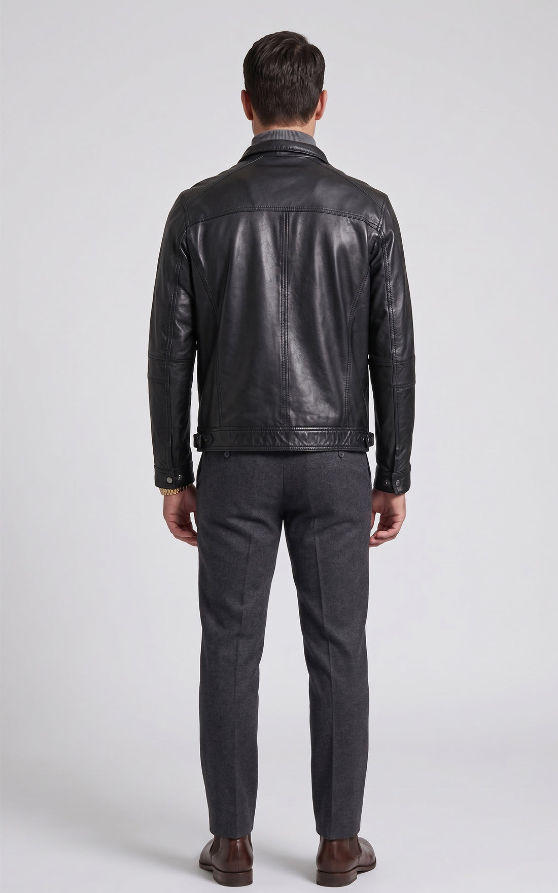 Blouson motard cuir Marlow noir