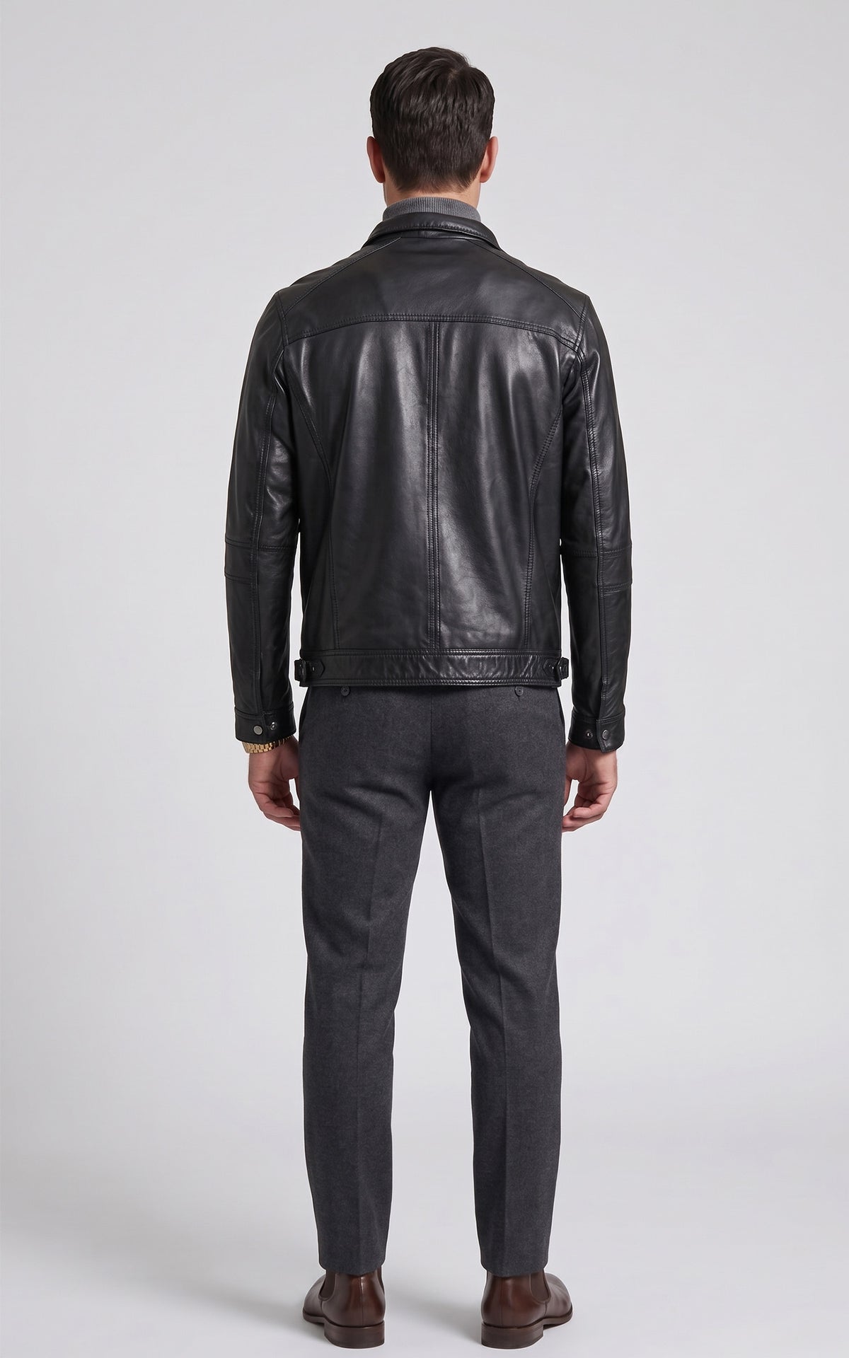 Blouson motard cuir Marlow noir
