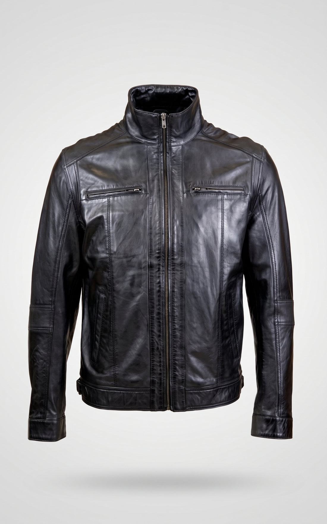 Blouson motard cuir Marlow noir