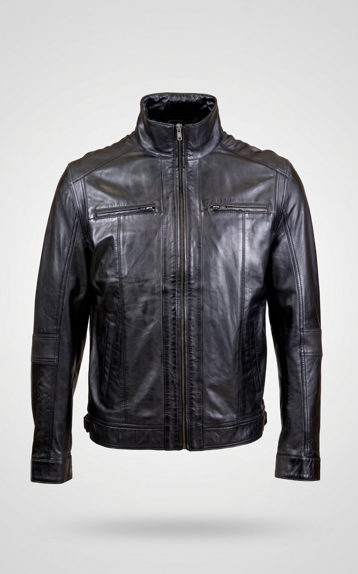 Blouson motard cuir Marlow noir