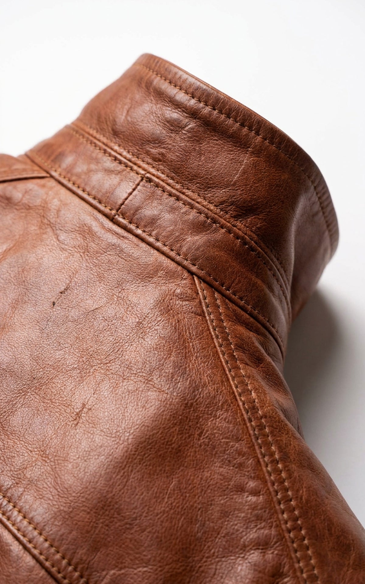 Blouson motard cuir verni Marlow cognac 6