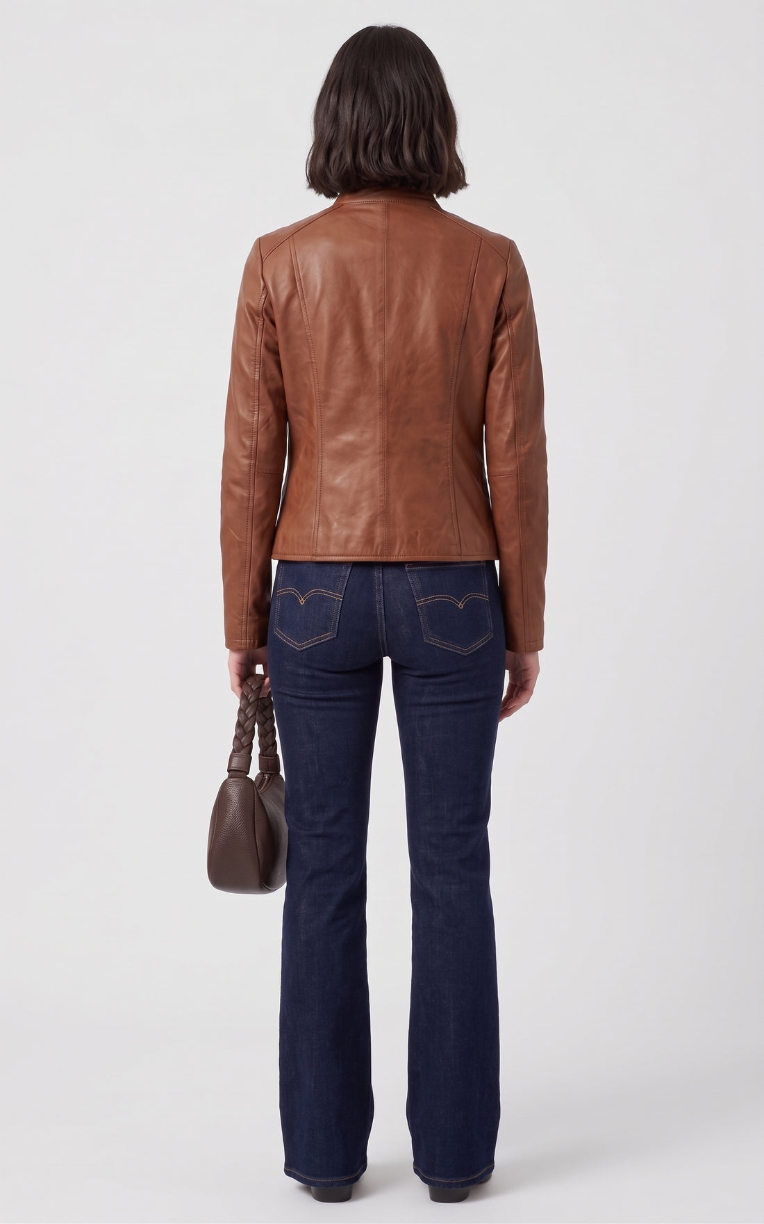 Blouson motard cuir Merry cognac