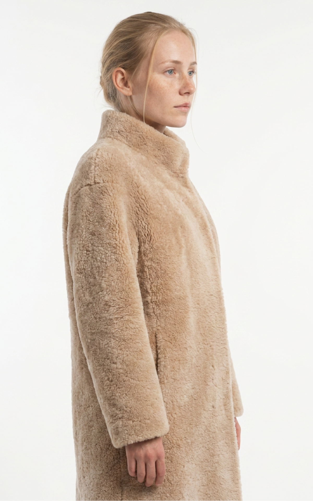 Manteau long peau lainée Filuka beige