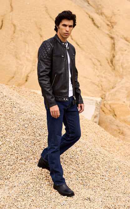 Blouson cuir agneau Cruise noir