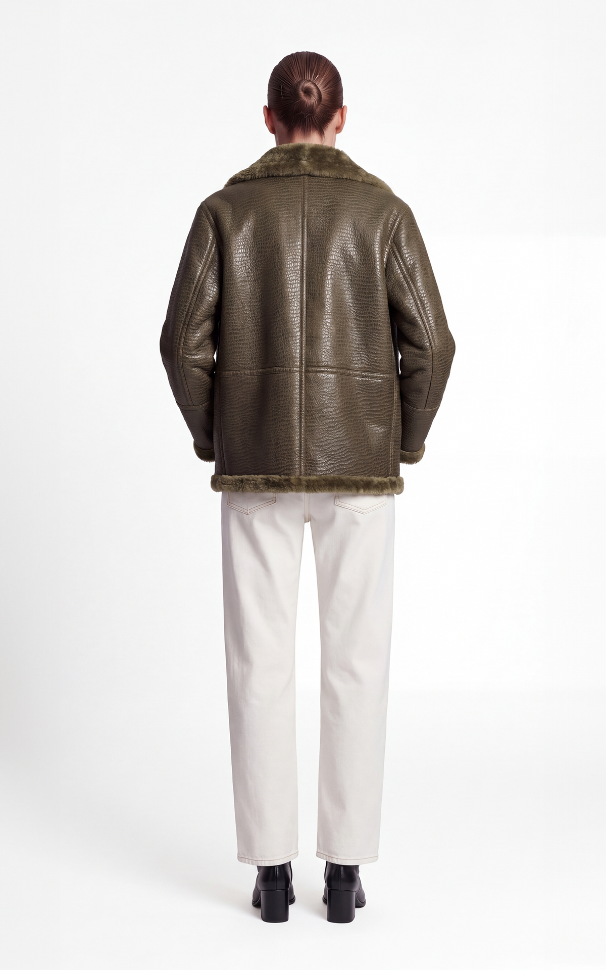 Veste peau lainée réversible Jude kaki 4