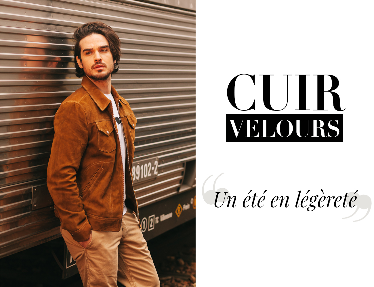 Veste cuir velours homme